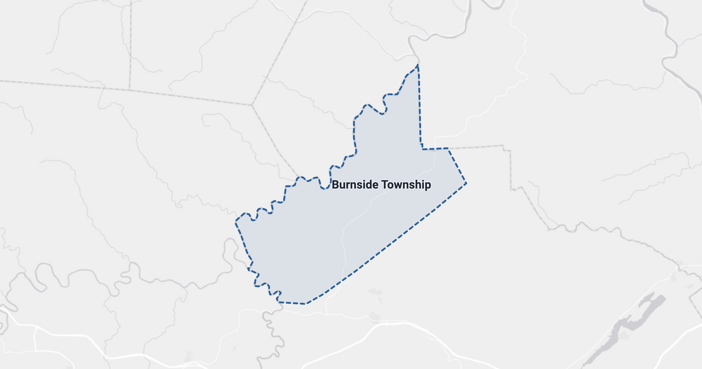 Map of Burnside Township, PA with the area boundary outlined