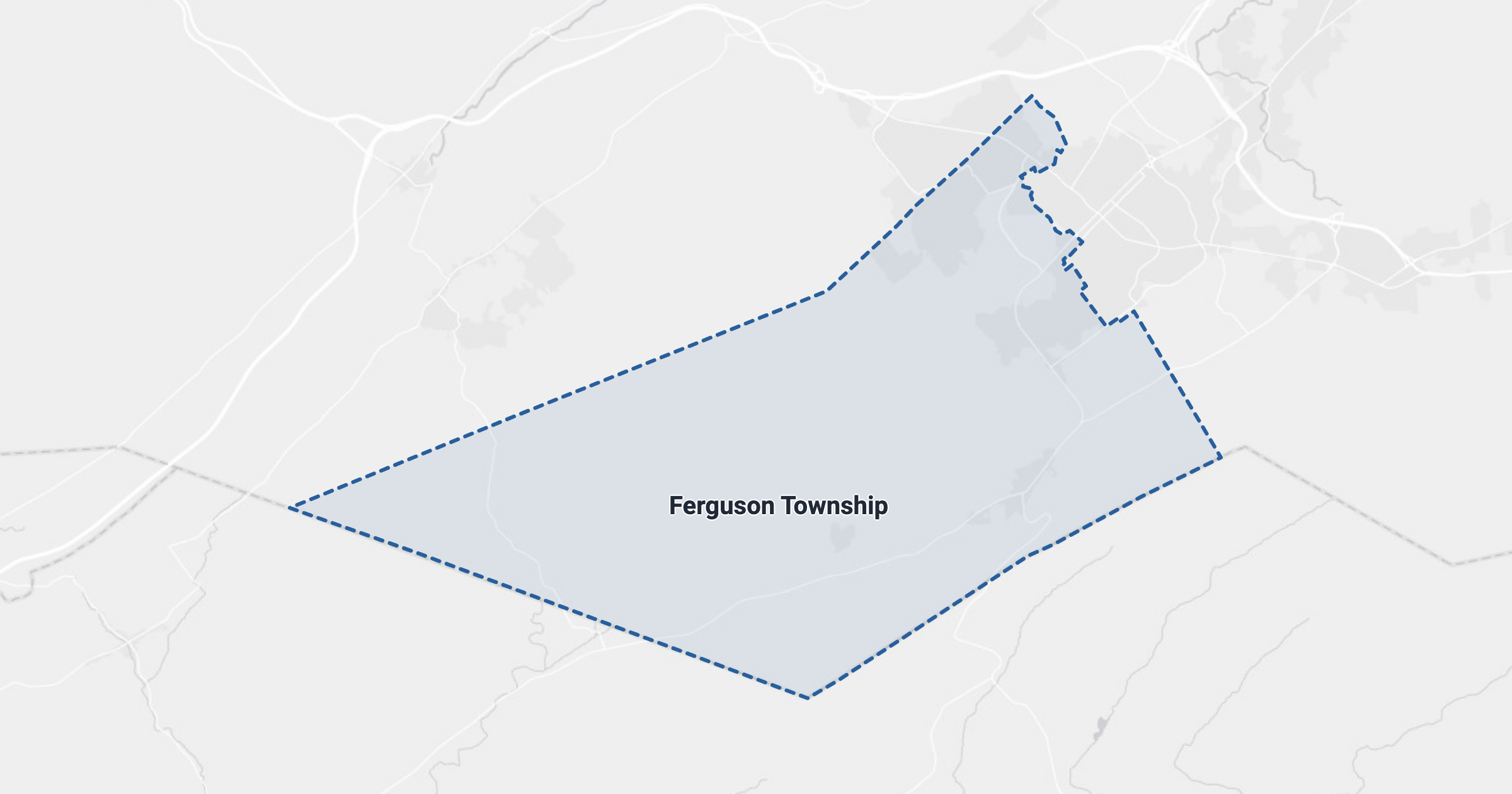 Map of Ferguson Township, PA with the area boundary outlined