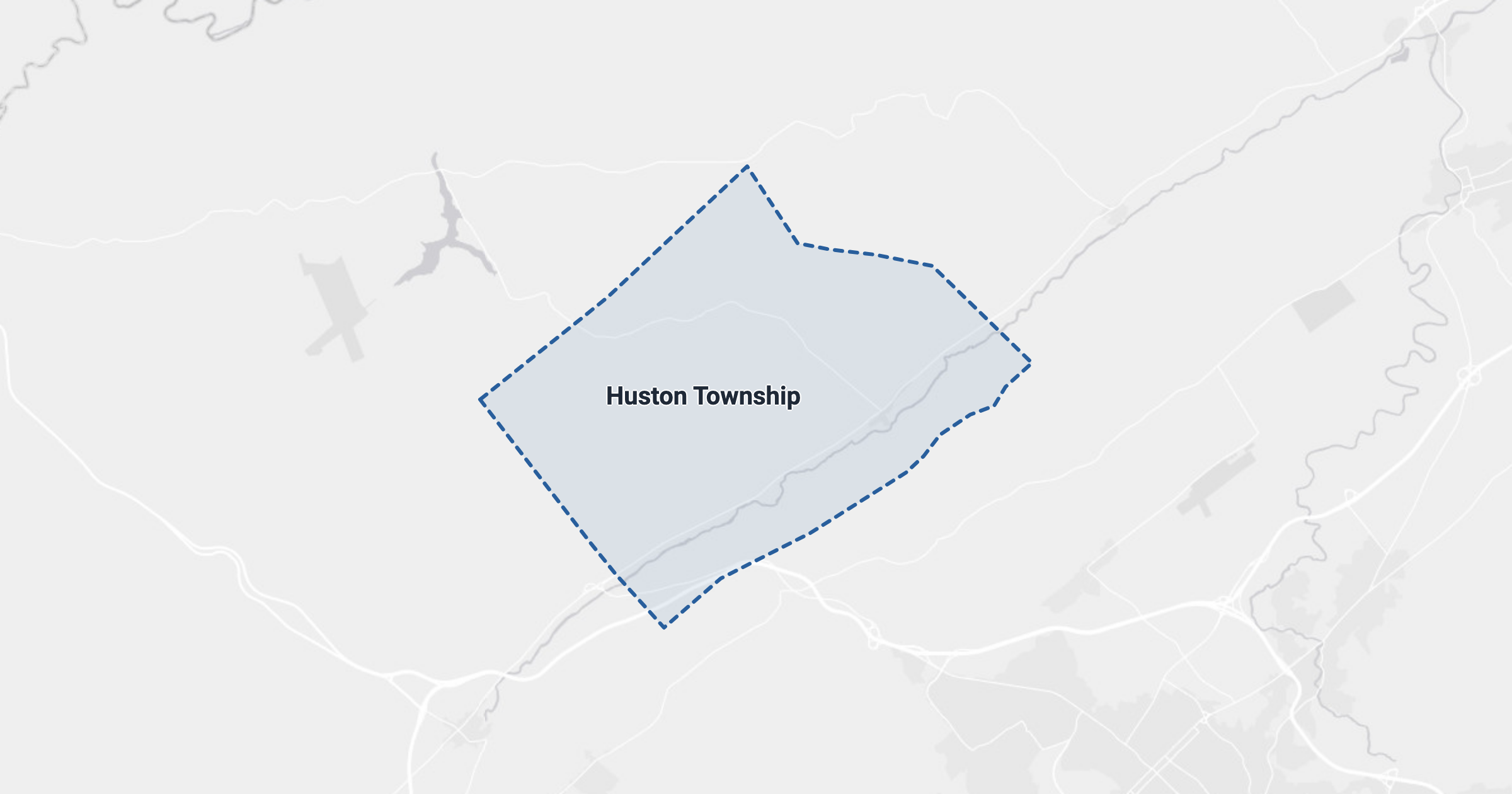 Map of Huston Township, PA with the area boundary outlined