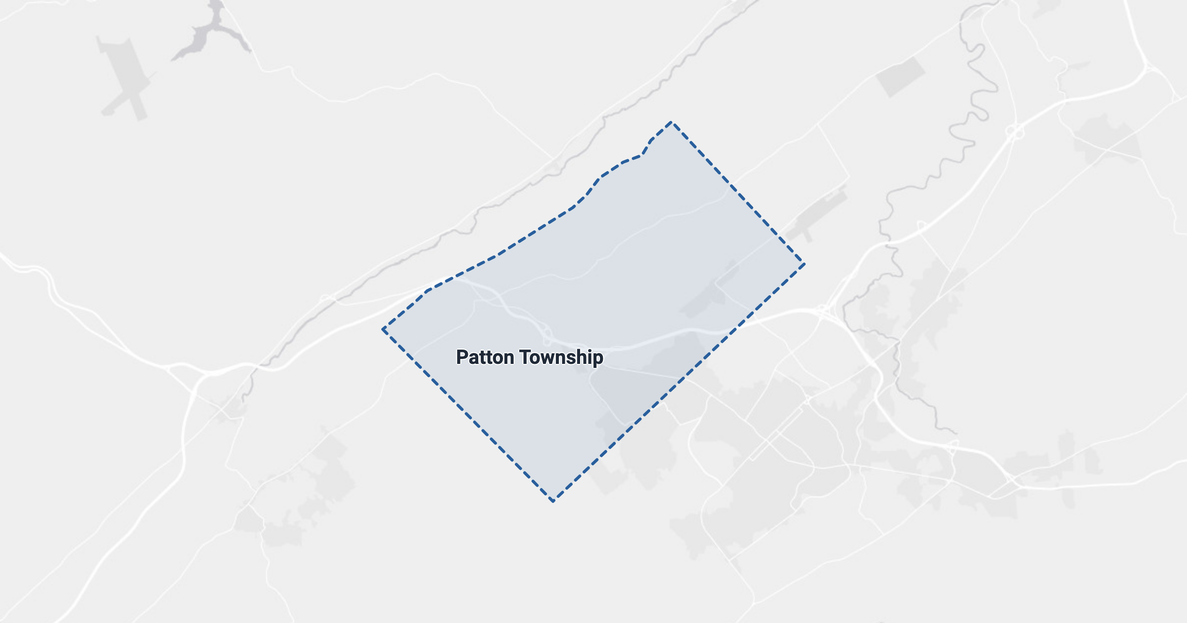 Map of Patton Township, PA with the area boundary outlined