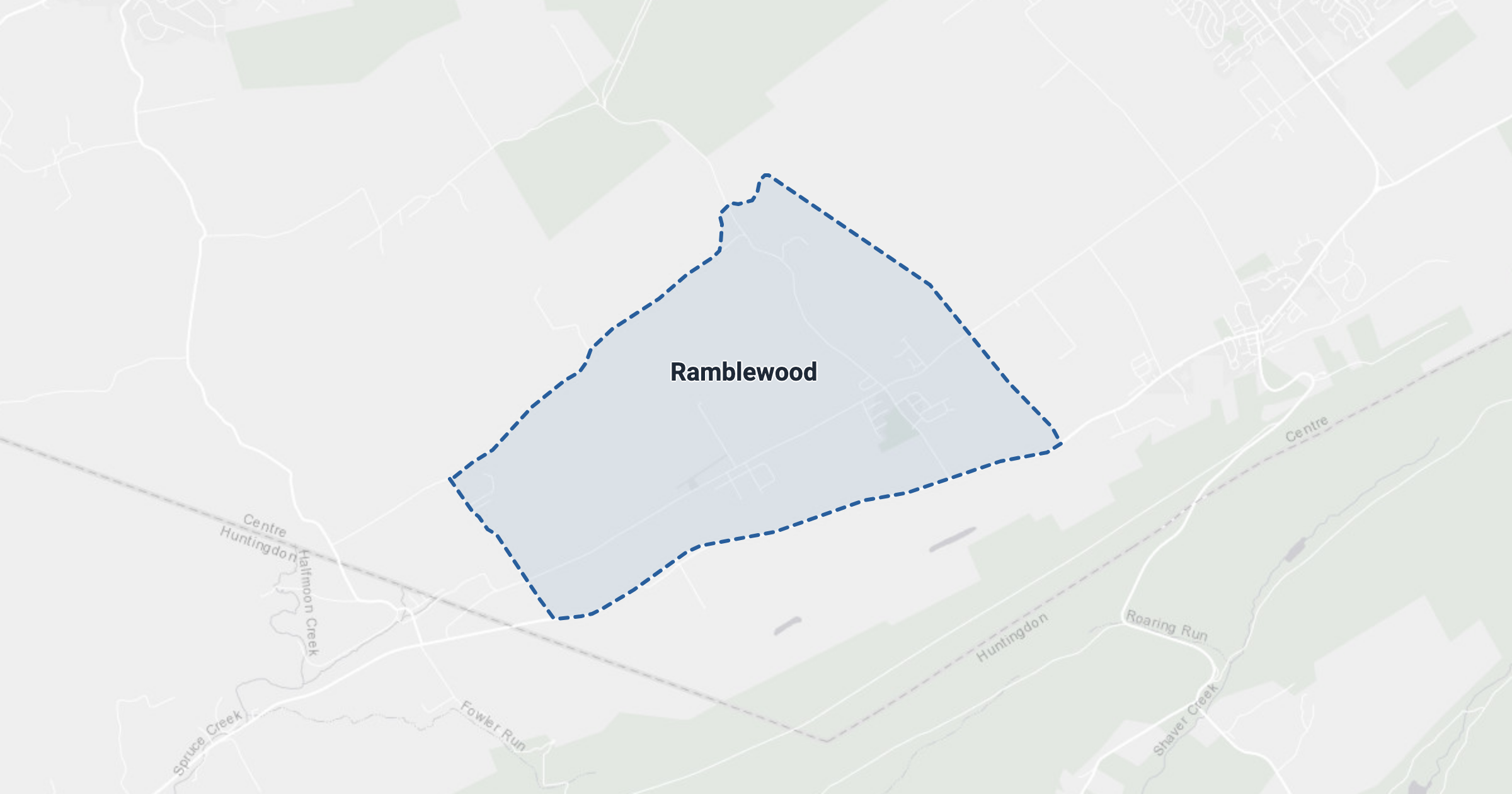Map of Ramblewood, PA with the area boundary outlined