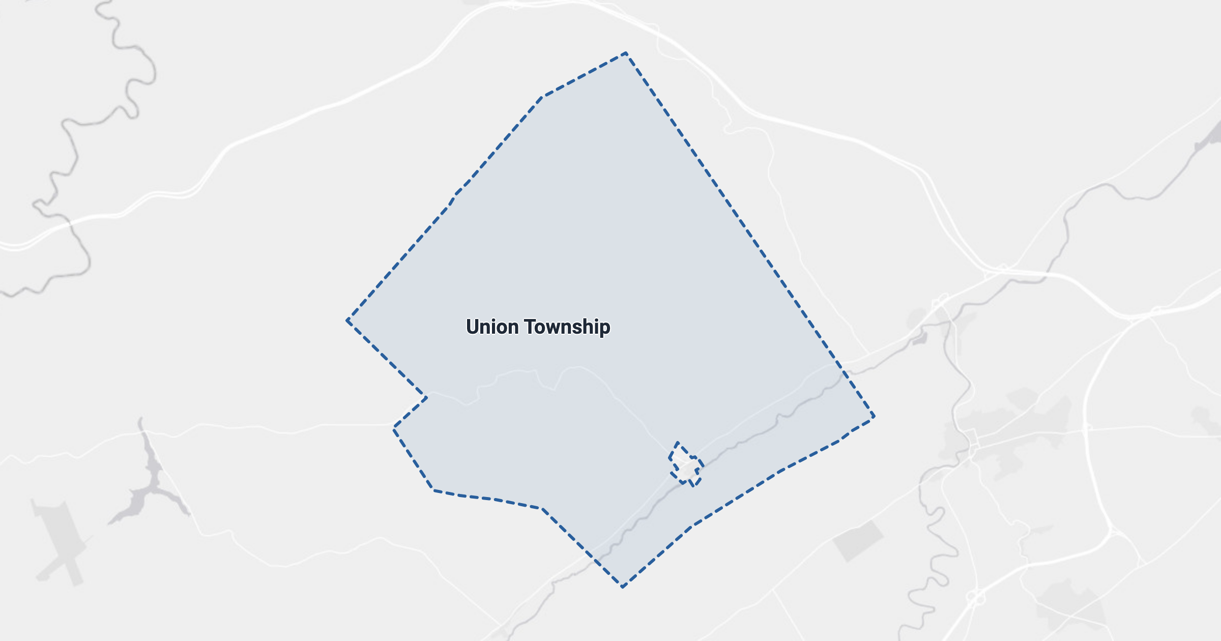 Map of Union Township, PA with the area boundary outlined