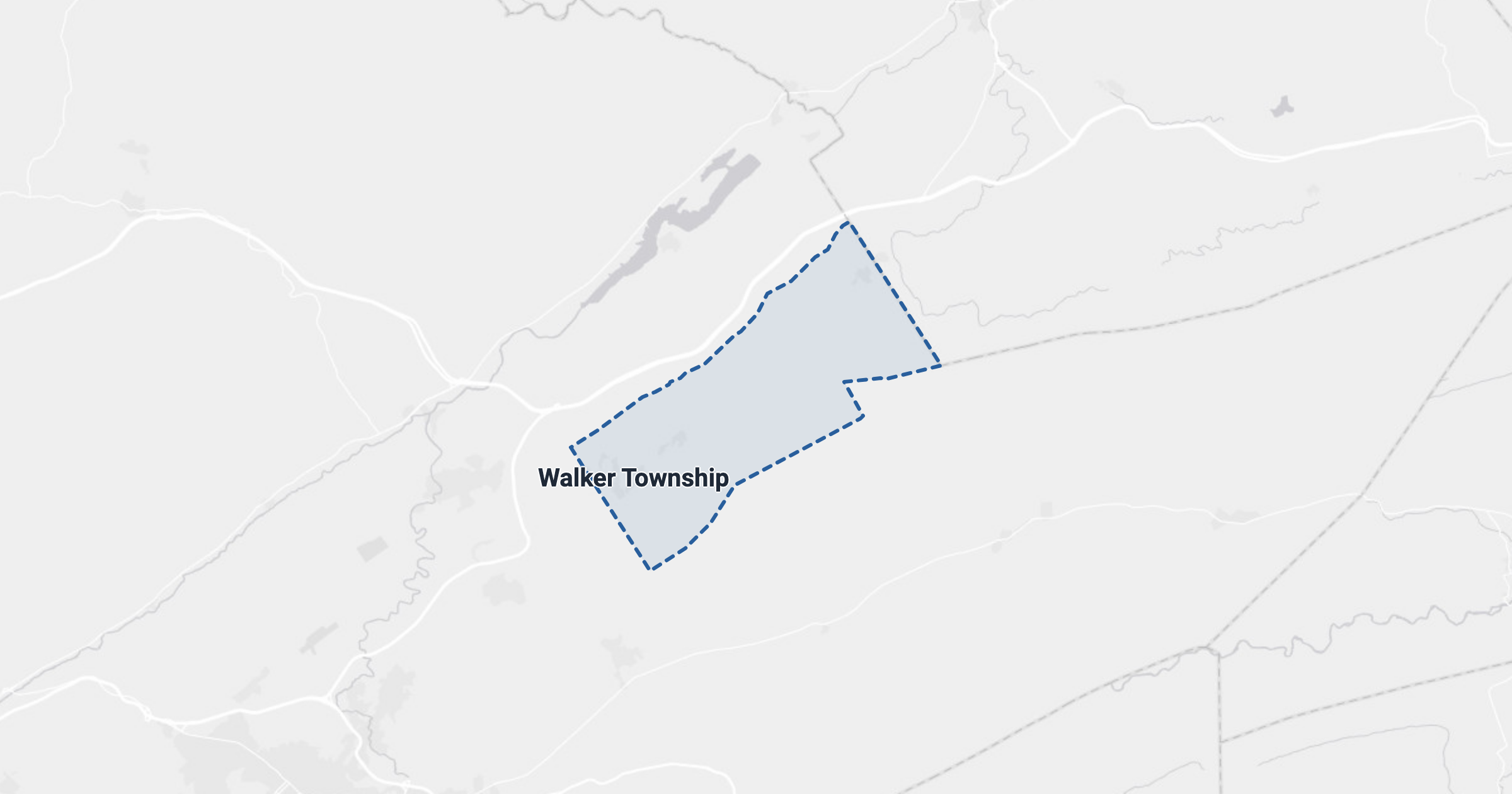 Map of Walker Township, PA with the area boundary outlined