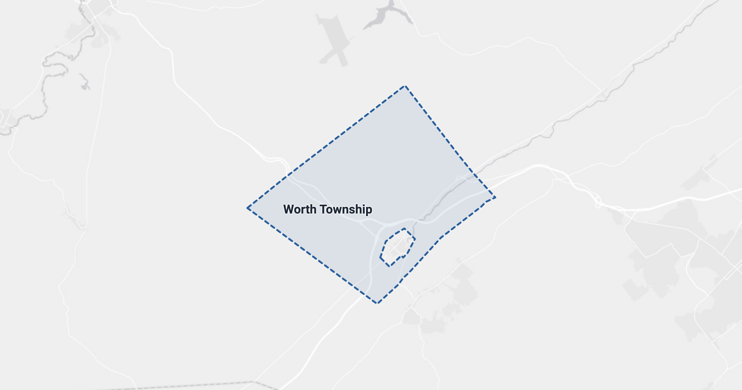 Map of Worth Township, PA with the area boundary outlined